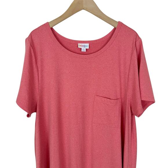 Lularoe Carly High Low Short Sleeve Dress in Pink/Coral Size Large - Picture 3 of 6